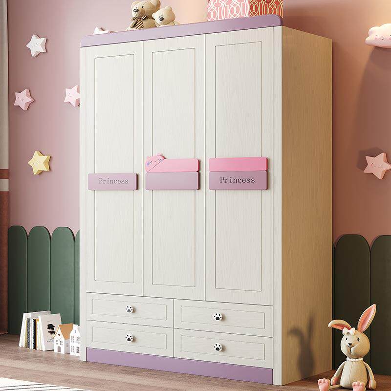 231#实木地中海儿童衣柜家用卧室经济型三门两门小男孩女孩储物挂
