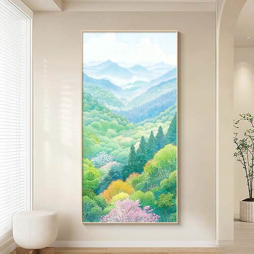 野地美树子治愈风景画 画入户玄关装饰画 画原木风森系唯美走廊过