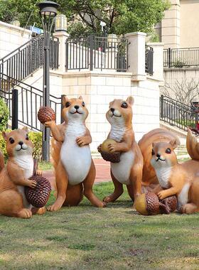 花园装饰庭院彷真松鼠摆件园林景观幼儿园户外草坪玻璃钢动物雕塑