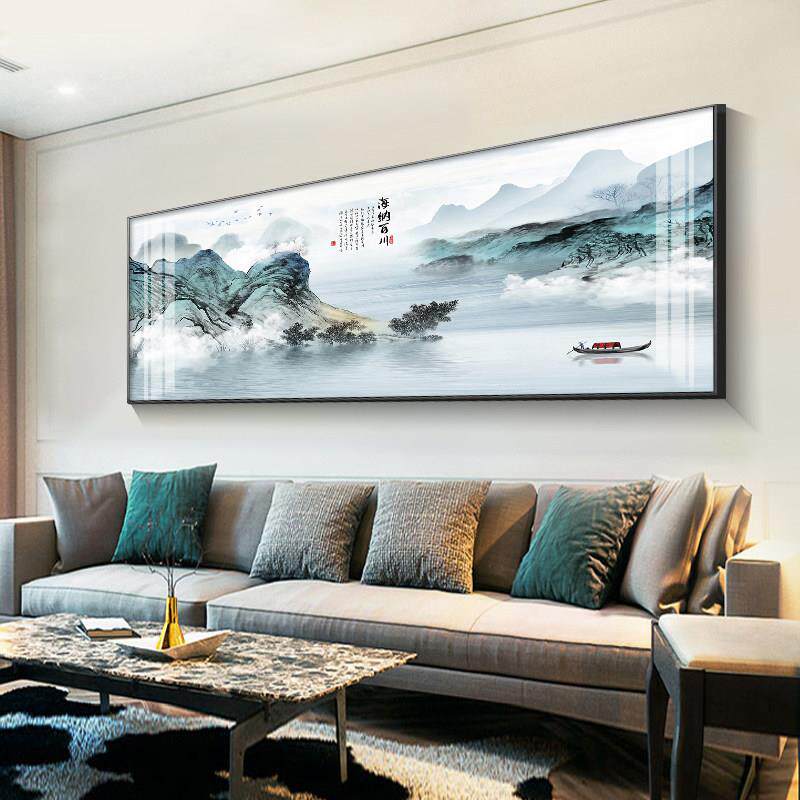 新中式客厅装饰画 画现代轻奢沙发背景墙挂画 画一整幅办公室大气