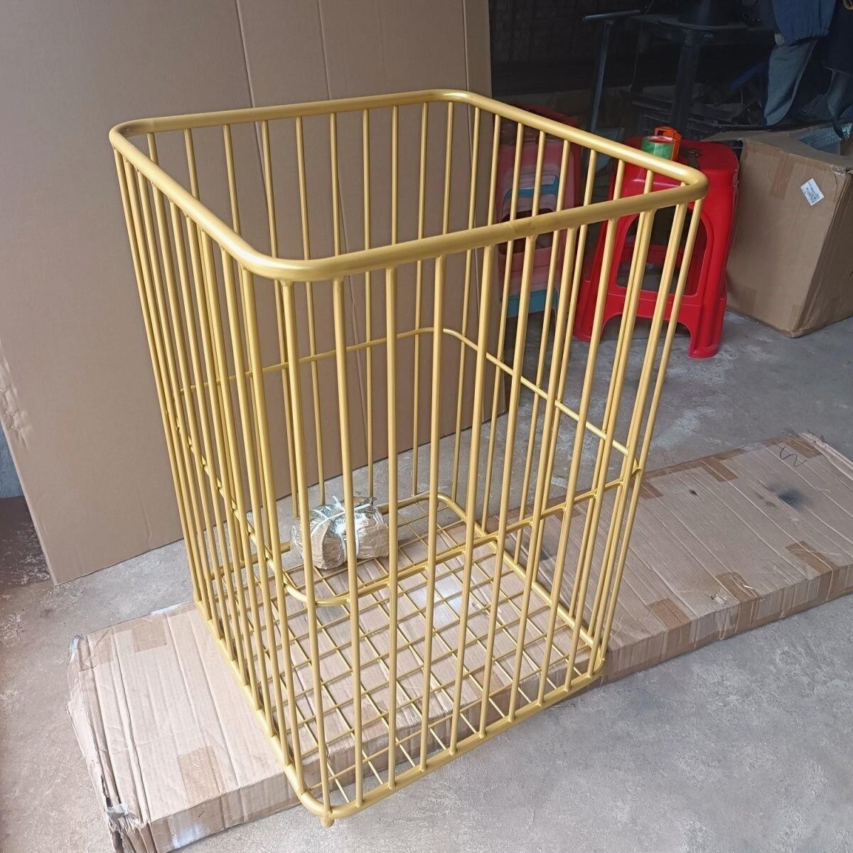 椰子框 脏衣篮可移动 轻奢脏衣服收纳篮金色脏衣篮家用现代脏衣筐
