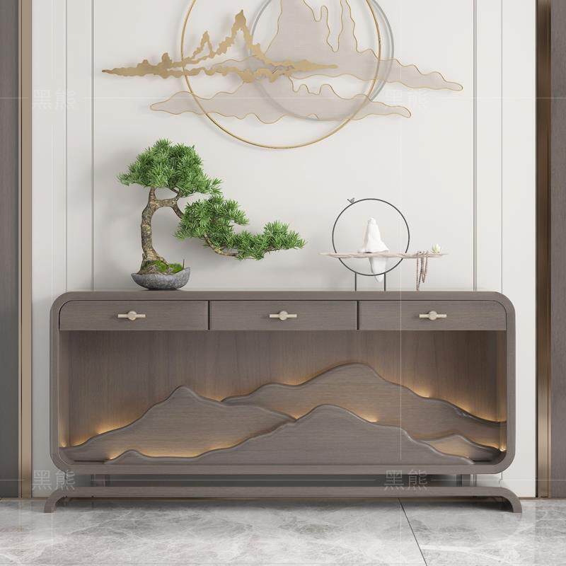 新中式白蜡木实木玄关柜现代条案禅意靠墙供桌门厅简约装饰端景台