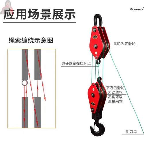 厂家国标双轮起重滑车吊钩三轮滑轮组省力动滑轮吊环两轮多轮钢