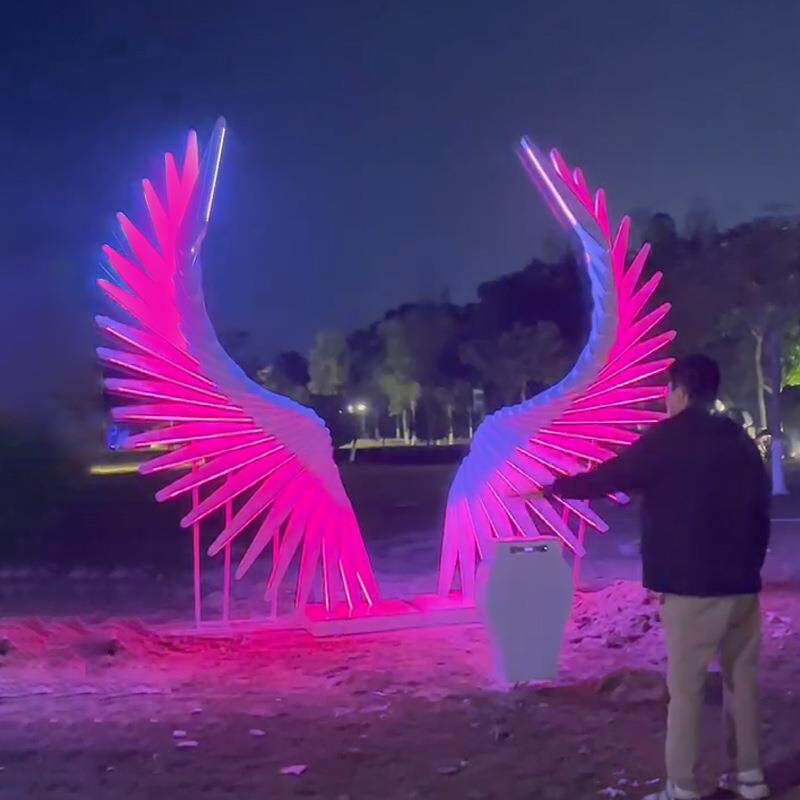 LED户外防水天使之翼造型商场广场景区美陈亮化灯光节互动景观灯