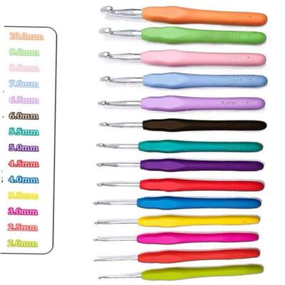 1pc/14pcs 2mm-10mm Colorful Soft Plastic Crochet Hook Set Kn