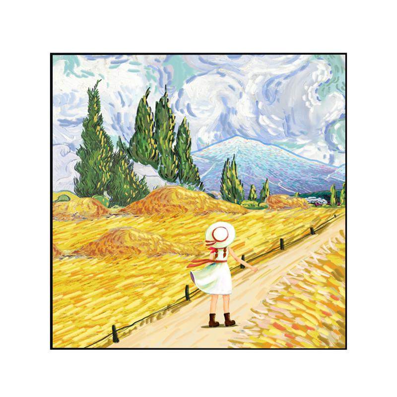 梵高客厅沙发背景墙装饰画方形小清新餐厅挂画田园风主卧床头壁画,家居饰品,现代装饰画,淘宝优惠券,粉丝福利购,淘宝优惠卷