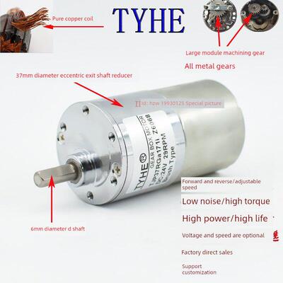 5TYHE直流减速电机GB37R12V24V100转RPM正反转调速电动小马达功率