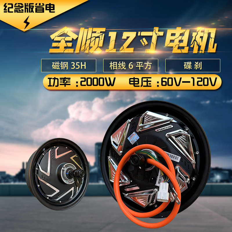 全顺12寸2000W3000W5000W纪念版瓦片省电机适用九号小牛国标电摩