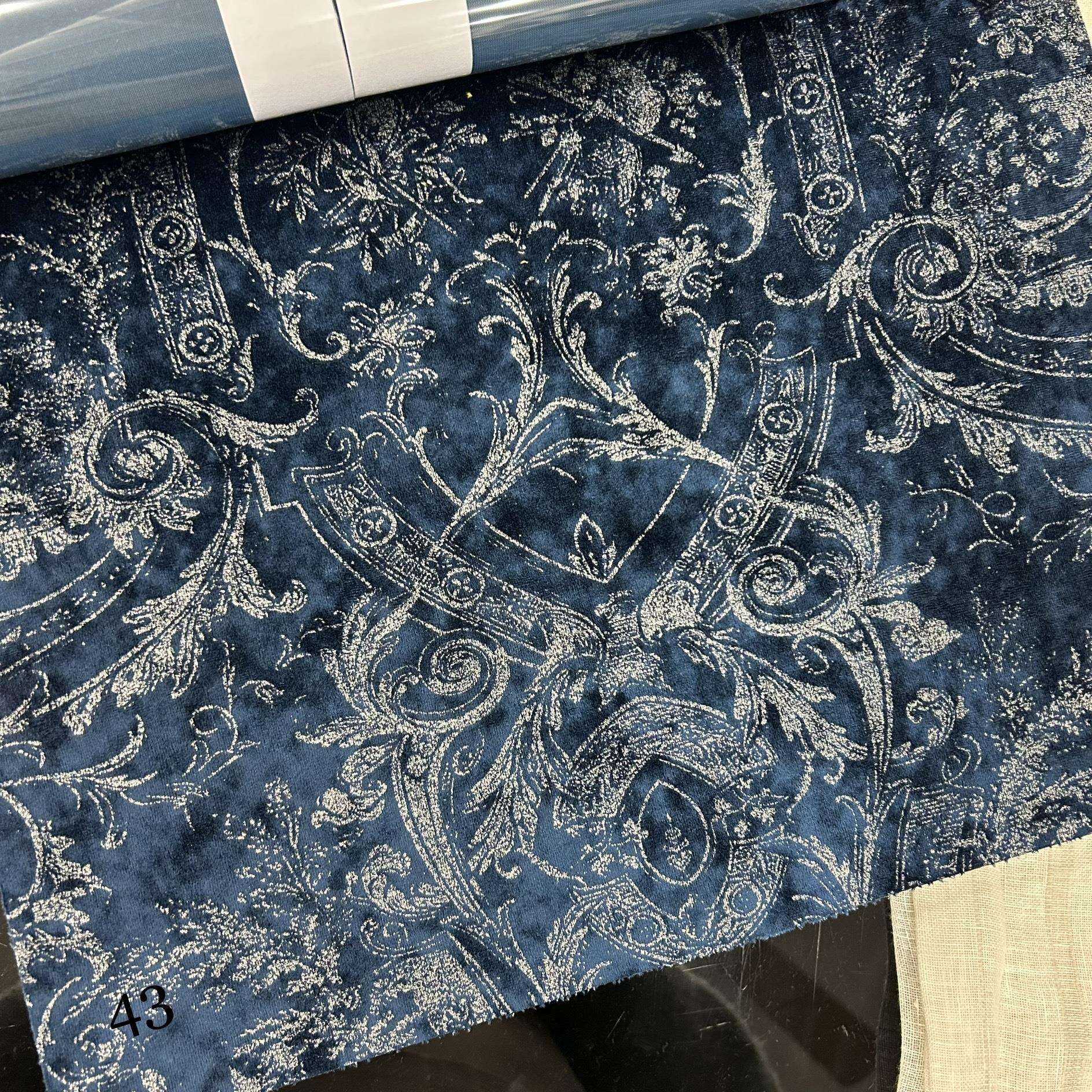门幅280cm烫金绒布法式欧式花布红色蓝色黄色宽幅烫金绒布窗帘布