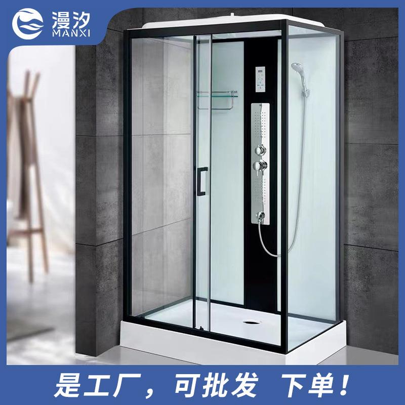 钢化玻璃家用淋浴房卫生间隔断淋雨屏整体卫生宾馆酒店轻奢风格