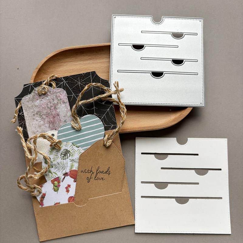 多层口袋素材收纳切割模具 纸艺压花scrapbook手帐拼贴相册diy