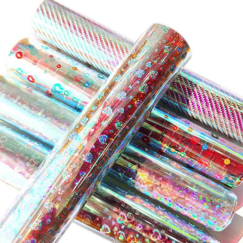 厂家0花.8MM艺幻彩光TPU镭射印tpu膜红婚庆工化妆手974袋包装料