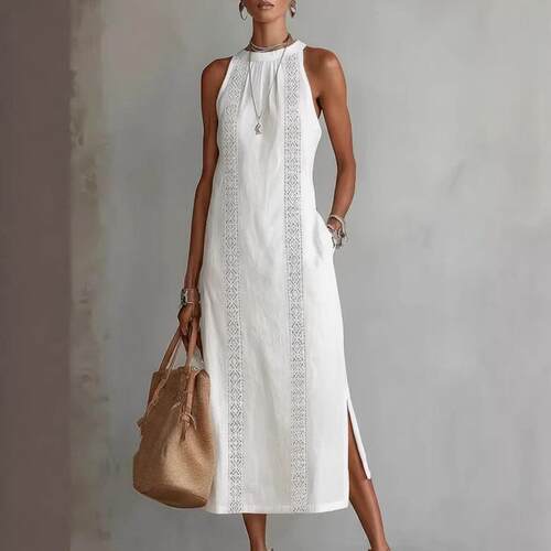 Elegant Women's Casual Chic Hollow Out Embroidered Halter