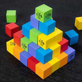 自闭症儿童训练具木质五颜六色益智具幼儿彩色正方体积木