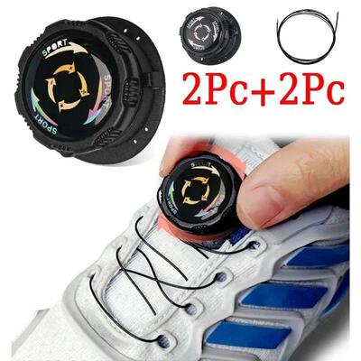 1pair Metal Wire Swivel Automatic Buckle Rope Sneaker ShoeLa