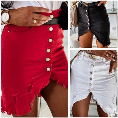 Women's single stretch denim skirt without