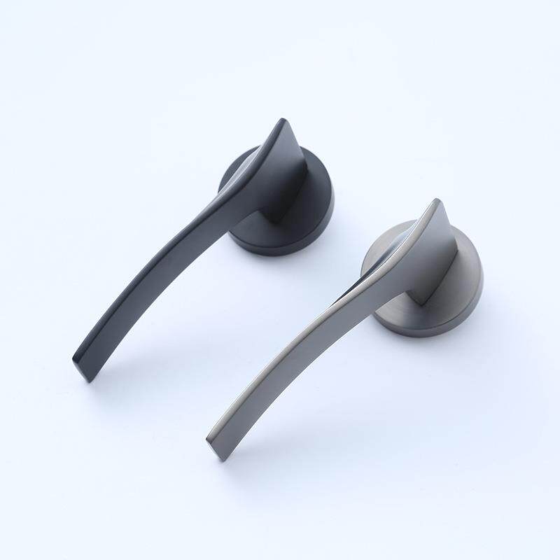 卧室门锁酒店家用静音锁黑色分体锁房门通用型室内门把手木门手柄