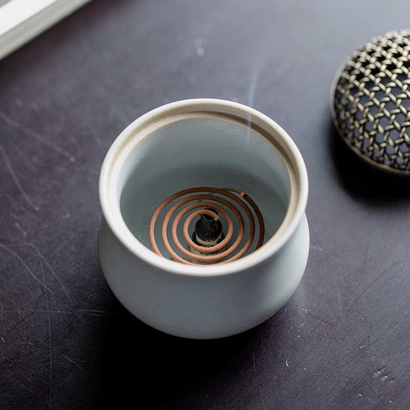 纯手绘桂花功夫茶道香炉家用室内檀香熏炉中式茶室摆件陶瓷沉香罐