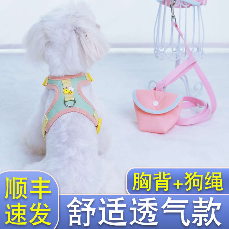狗狗牵引绳胸背带幼犬小型犬泰迪柯基比熊遛狗绳子遛狗溜猫胸背带