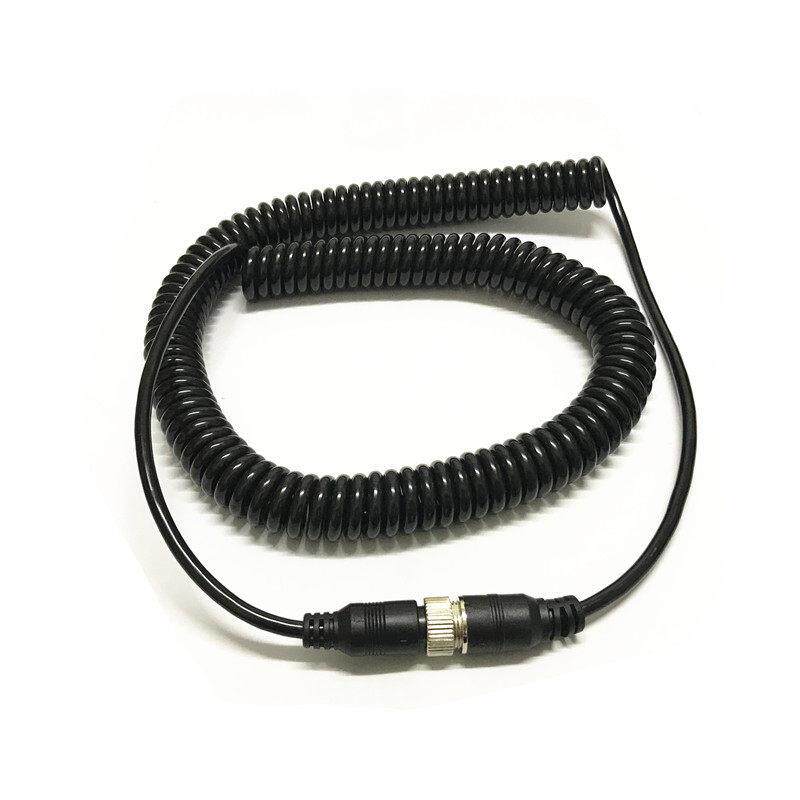 4芯航空头拉伸弹簧螺旋挂车倒车视频监控影像摄像头延长线带屏蔽