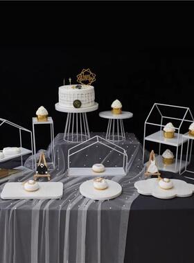 白色铁艺品台欧DD100371摆件展示架蛋糕托甜盘式餐下午茶点心架冷
