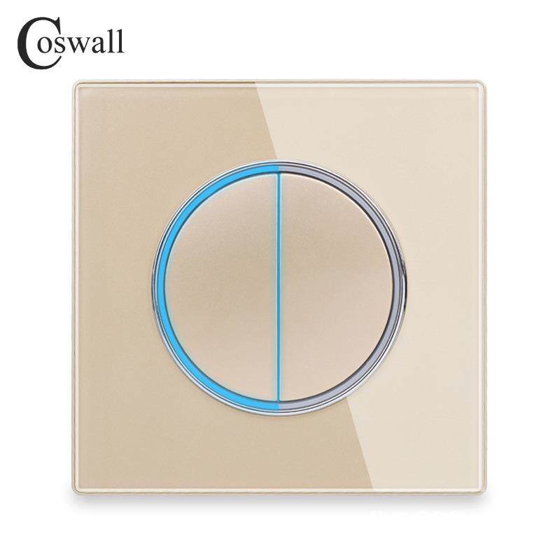 新款直销86玻璃面板金色 轻点开关 大光圈LED 家用酒店开关全系列