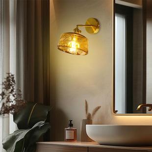 中风卧室复床929头墙古古客摇臂胡桃木玻璃酒店装 厅饰跨境壁灯创