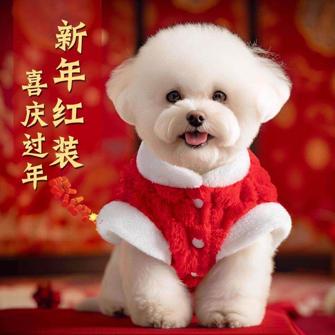 狗狗新春衣服保暖防掉毛带牵引扣秋冬装幼小型犬泰迪比熊博美宠物