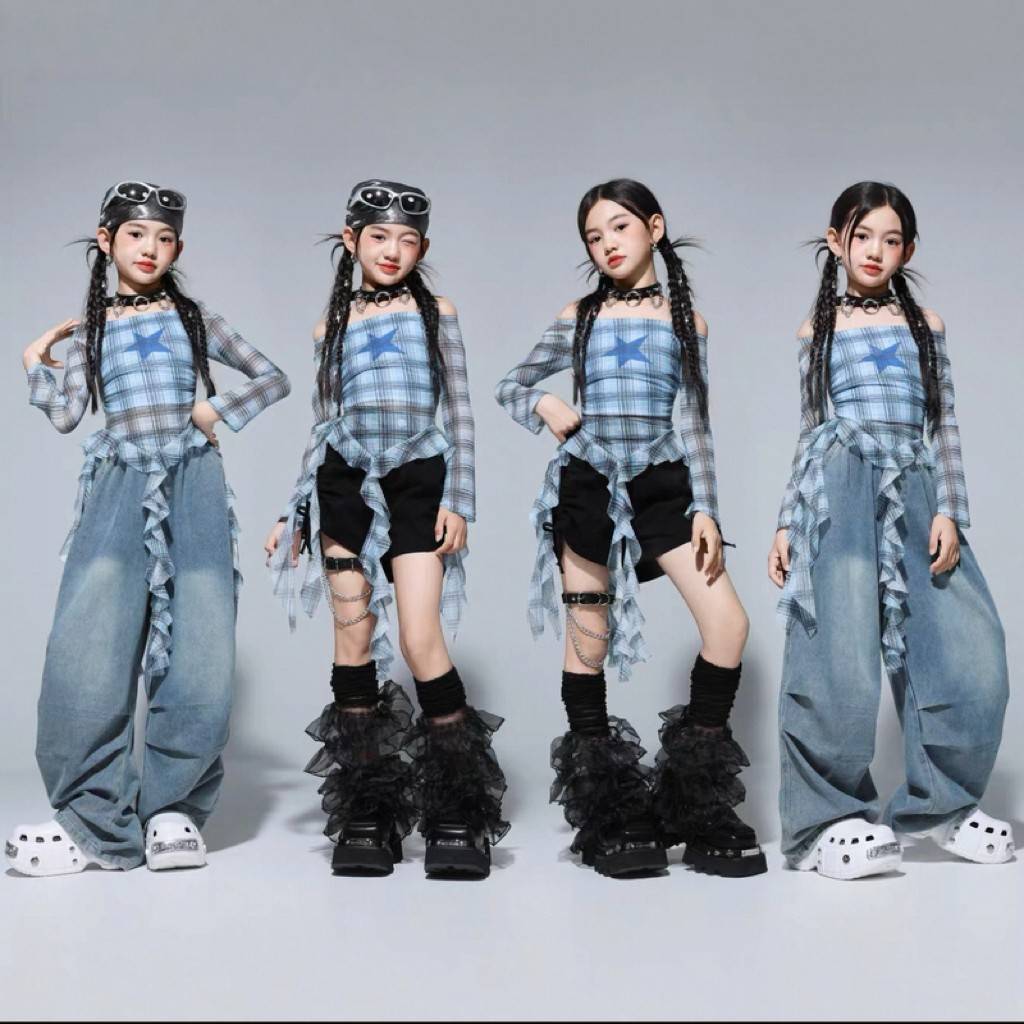 幼儿爵士舞服装女童时髦嘻哈街舞潮服套装演出服女孩hiphop表演服