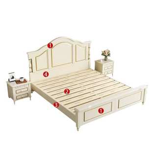 全实木床美式 1.5米现代简约1.8米双人床白色单人公主床小户型欧式