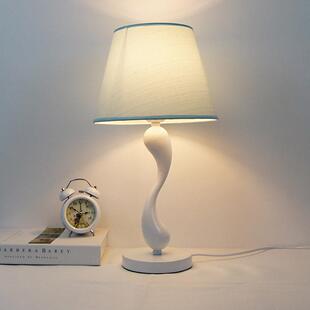 创意时尚 蓝色布艺遥控台灯饰灯具 卧室床头书房台灯 现代简约时尚