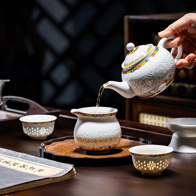 金融业银行保险公司成交礼馈赠景德镇陶瓷茶具玲珑瓷盖碗茶具套装