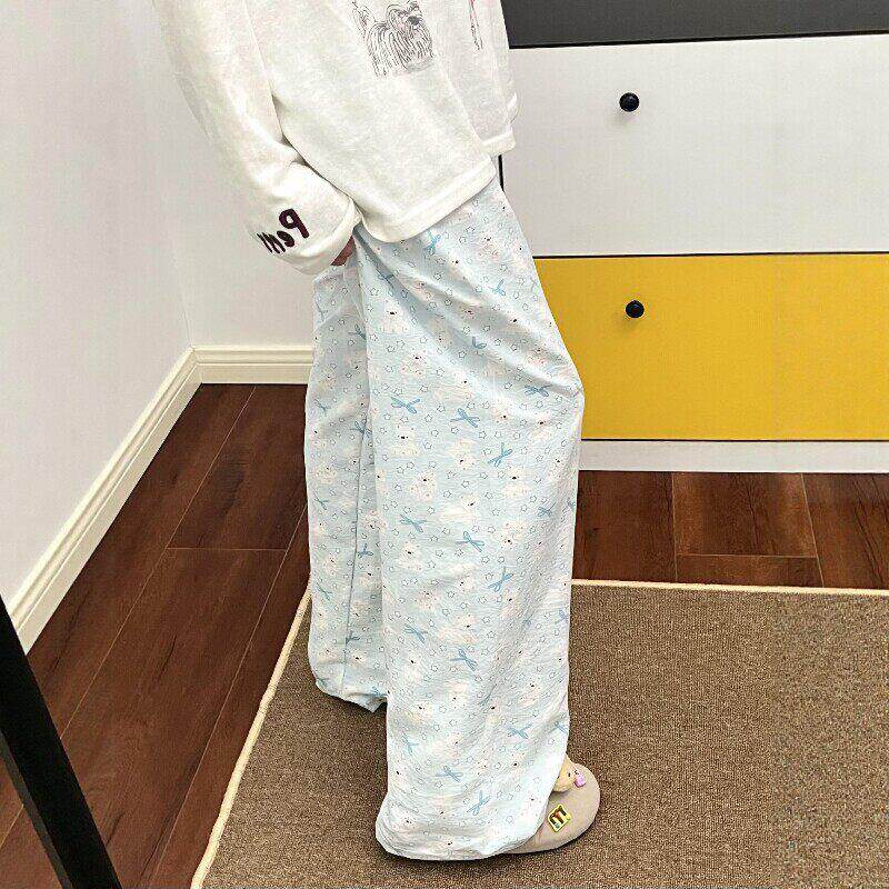 小狗印花裤子女春夏薄款遛弯裤慵懒风睡裤宽松垂坠感休闲裤家居裤