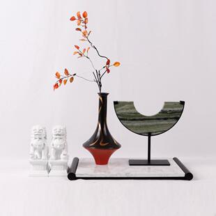 新中式 饰品 茶几托盘组合摆件样板房客厅茶室高端摆设售楼处家居装