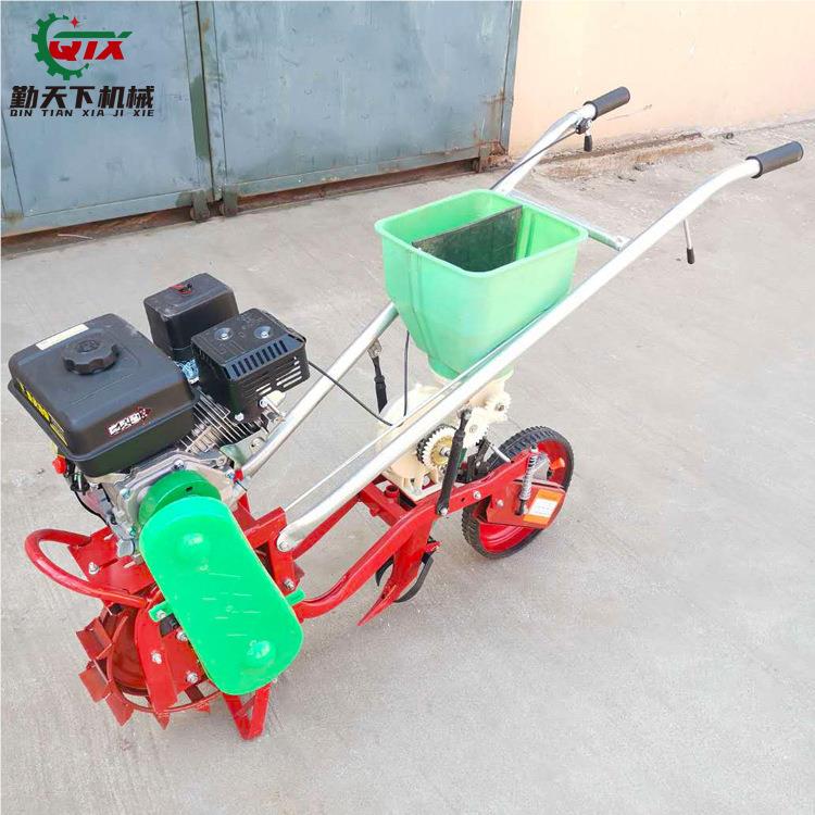 多功能小型手推式米豆大170汽油精玉播生机 汽油播种施肥机花链轨
