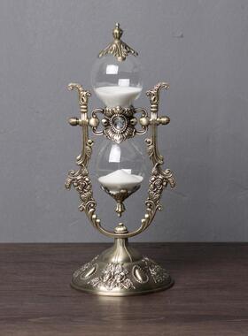 欧式创沙漏客厅4370装饰公摆件家居办室装意饰品锌合金档时高间计