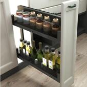 厨房整体橱柜不锈钢阻尼调味拉篮多层调料侧装 滑轨 缝隙极窄抽屉式