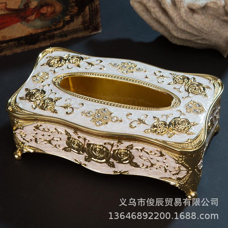 金属立体雕花玫瑰花纸盒纸巾盒创意客厅餐厅卫生间家用防水纸巾盒
