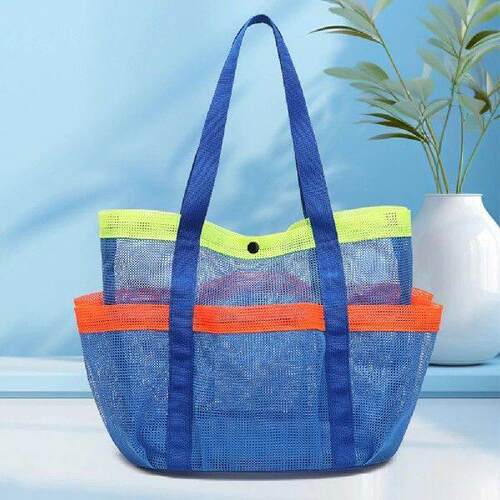 Mesh Beach Bag Sand Toy Organizer Bag Lightweight Foldable