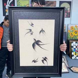 欧框燕子砂岩国风装 客厅餐厅挂画G071背景画6080 饰画入户玄关美式