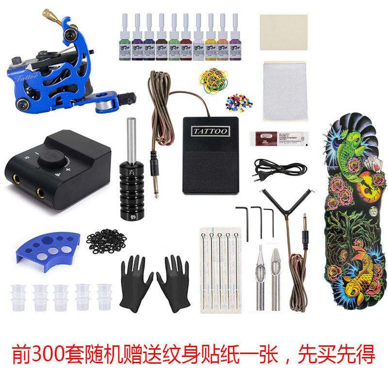 蓝瑞 10色纹身机套装全套初学者传统机纹身器材 自学纹身机器工具