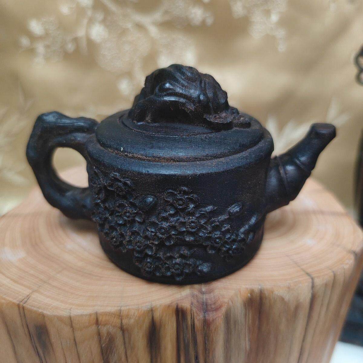 印尼沉香木把把壶把件小壶摆件实心木雕熬梅茶壶随身文玩工艺品