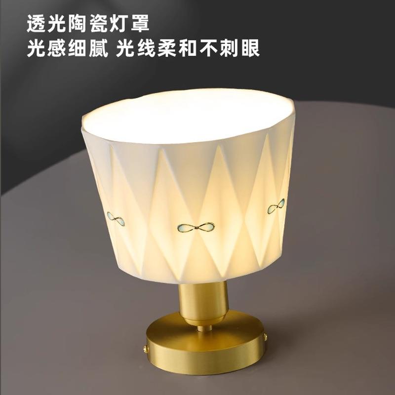 全铜美式复古过道灯釉面创意手绘中古客厅餐厅吧台入户玄关陶瓷灯