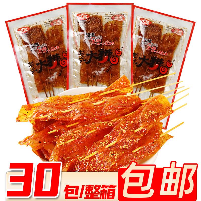60g达禹老式大辣串甜辣豆皮香辣条零食麻辣儿时怀旧零食10袋/中包