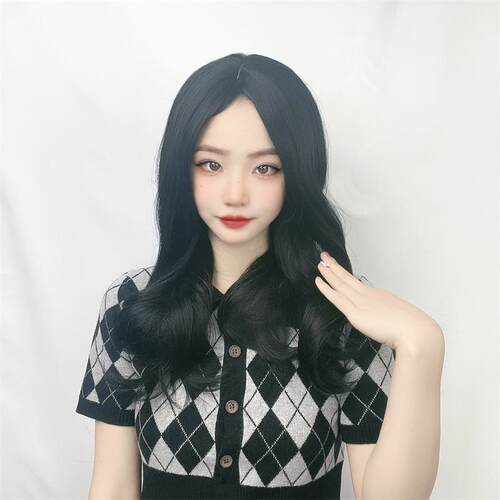 新款直销速卖通跨境假发女中长发中分长卷发化纤头套日韩外贸