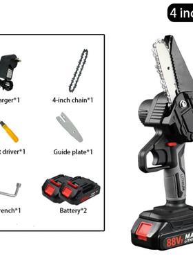 21V锂电锯无绳木电锯园林修剪机6手持式伐锯MST木头树枝链4/寸塑