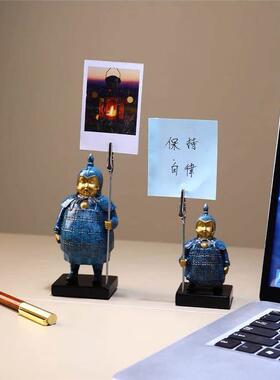 兵马俑工位解压神器办公室桌面卡片夹西安文创纪念治愈可爱摆件