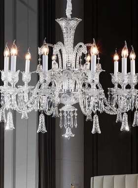2624025新款端晶吊高水灯法式餐厅卧室别墅大灯气客厅主灯复式楼