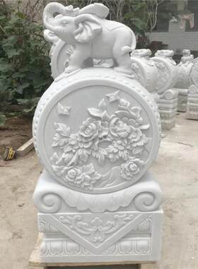 石雕门墩汉白玉仿古抱鼓石门口狮子石鼓酒店门鼓石头墩摆件