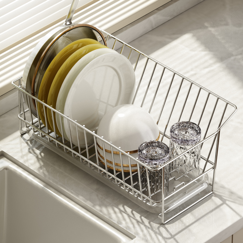 碗架厨房304不锈钢晾碗盘碗碟碗筷沥水收纳架篮子水池窄边款家用